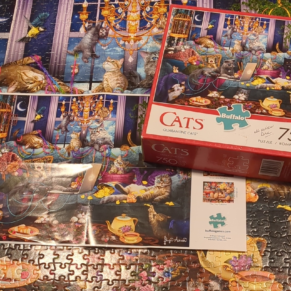 Buffalo Games Cat Puzzle With Poster - Quarantine Cats